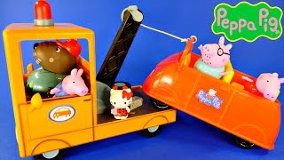 Peppa Pig Grandpa Dogs Tow Truck Wrecker Play Doh Ice Cream with Peppas Family [upl. by Notneuq]