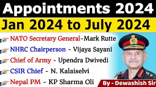 Appointment 2024 Current Affairs  New appointment Current Affair 2024  Important Appointments 2024 [upl. by Derfla]