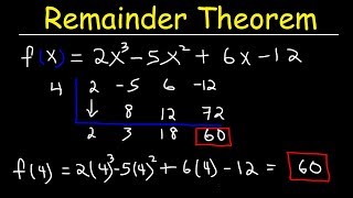 How to apply the remainder theorem by evaluating and synthetic division [upl. by Ellenaj]