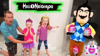 Hello Neighbor in Real Life Rainbocorns Toy Scavenger Hunt Rainbow Unicorns Found [upl. by Hctub]