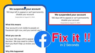 we suspended your account facebook 180 days problem  How to fix suspended FB ID [upl. by Aleahc]