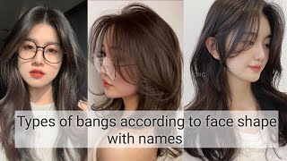 Types of hair bangs according to face shape with namesTHE TRENDY GIRL [upl. by Bride]