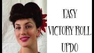 How To EASY double VICTORY ROLL updo RETRO pinup VINTAGE hairstyle  Fitfully Vintage [upl. by Ahsinej385]