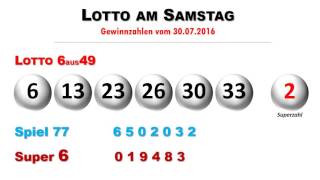 Lottozahlen Ziehung vom Lotto am Samstag 3072016 [upl. by Kcirevam]