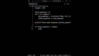 PYTHON PROJECT IDEAS FOR BEGINNERS  WEEK EXPENSES💰 python programming coding shorts [upl. by Appilihp]