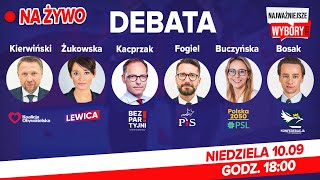 NA ŻYWO Najważniejsze Wybory DEBATA Przedstawiciele wszystkich komitetów [upl. by Roxy]