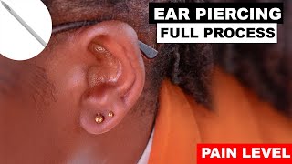 EAR PIERCING USING NEEDLES What To Expect PAIN LEVEL [upl. by Ellehcan]