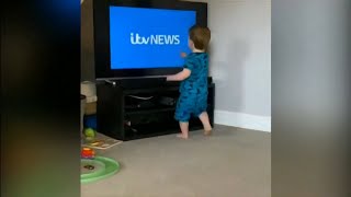 Arlo Ashby learns ITV News theme amp dances to it too fun story UK  ITV News  11h June 2020 [upl. by Neelram]