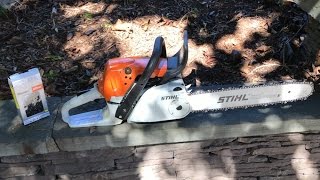 STIHL Chainsaw HOW TO Chain Replacement  MS251C [upl. by Aihtela816]