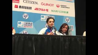 Evgenia Medvedeva  pressconference after SP Worlds 2016 [upl. by Jobe]