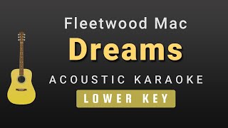 Dreams  Fleetwood Mac Male  Lower Key Acoustic Karaoke [upl. by Ludwog202]