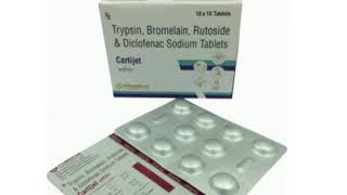 Cartijet Tablets Trypsin Bromelain Rutoside amp Diclofenac Sodium Tablets [upl. by Eissej]