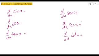 Derivative of trigonometric functions [upl. by Sproul537]