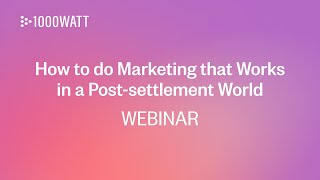 How to do marketing that works in a postsettlement world [upl. by Ysnat]