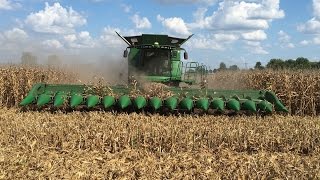 John Deere S690 Tracked Combine with a 16 Row Corn Head [upl. by Bobseine241]