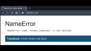 NameError name rendertemplate is not defined  Python  Flask Error  Django Error  Aryadrj [upl. by Nylauqcaj]