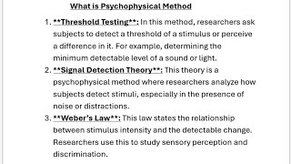 What at is Psychophysical Method in Experimental Psychology [upl. by Adialeda]