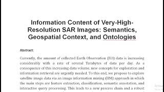 Information Content of Very High Resolution SAR Images Semantics Geospatial Context and Ontologies [upl. by Daenis]