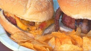 How to Grill Bacon Cheese Burgers  Recipe [upl. by Deaner117]