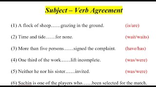 Subject Verb Agreement  Syntax in English Grammar  Subject Verb Agreement Exercise [upl. by Anemolihp128]