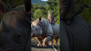 Rhino attacks cute cats cutecat catlover catvideos trendingshorts [upl. by Nylsor]