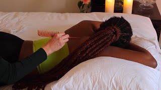 ASMR Tingly Back Scratching Tracing and HairBraids Play on Amarriah Whisper [upl. by Shantha]