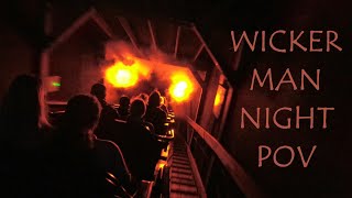 Wicker Man Rollercoaster POV at night Alton Towers Scarefest [upl. by Nylannej]