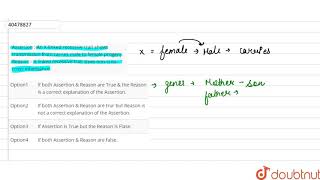 Assertion An Xlinked recessive trait shows transmission from carries male to female progeny [upl. by Shore416]