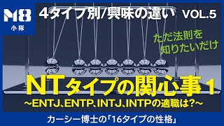 NTタイプの関心事1〜ENTJ、ENTP、INTJ、INTPの適職は？〜［タイプ別興味の違いvol5］ [upl. by Sivert]