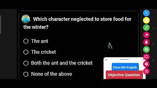 Which character neglected to store food for the winter  Class 8th English Question [upl. by Kumar416]