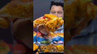 Veg Butter Chicken with Dominos Pizza 🍕 🔥 eatingasmr mukbang [upl. by Olodort]