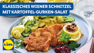 Wiener Schnitzel  Klassisch  Kartoffel Gurken Salat  Lidl Kochen [upl. by Nagiam]