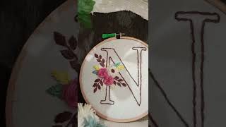 How to embroidery letter N art shortsvideo [upl. by Alexei]