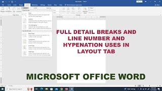 layout tab BREAKS AND LINE NUMBER AND HYPENATION FULL DETAIL USES VIDEO [upl. by Ajak400]