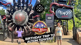 Alton Towers Birthday Trip  Rollercoaster Restaurant and Splash Landings Hotel [upl. by Ahsinhoj53]