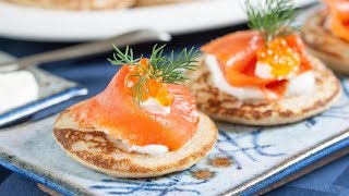 How to Make Blinis Russian Blinis Recipe  Buckwheat Blini Recipe with Smoked Salmon [upl. by Handbook]