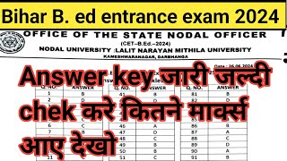 Bihar BEd entrance exam 2024 answer key release [upl. by Renee]