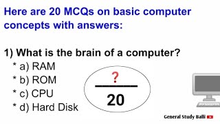 Computer MCQ  20 Computer mcq for all exams  Basic computer for Jkssb  SSC [upl. by Nuri]