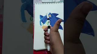 Drawing Sonic with acrylic markers shorts [upl. by Mcgray]