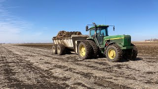 Straight piped John Deere 4960 hauling manure [upl. by Euqinomahs]