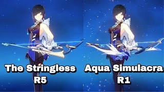 The Stringless R5 vs Aqua Simulacra R1 same stats on Yelan  Genshin Impact [upl. by Keeley380]