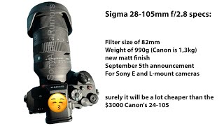 LEAKED image of the new Sigma 28105mm f28 FE lens [upl. by Civ]