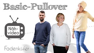 Pullover nähen BasicPullover mit VAusschnitt oder Rundhalsausschnitt nähen [upl. by Siseneg]