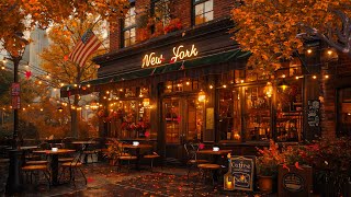 🍁 Cozy Autumn Coffee Shop Ambience with Elegant Jazz Music ☕ Smooth Piano Jazz for a Relaxing Mood [upl. by Latea]