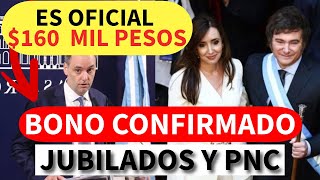 🛑NUEVO BONO CONFIRMADO 💥300 MIL PESOS PARA LA JUBILADOS Y PNC MILEIINFLACIONAUMENTO [upl. by Airbas]