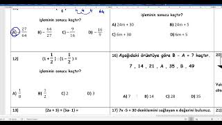 7 Sınıf Seçmeli Matematik Uygulamaları 1 Dönem 2 Yazılı [upl. by Cull243]