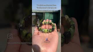 aldomin Chrysoprase Faceted Big Natural Energized Healing Crystal Bracelet Bead Size 14 [upl. by Nazarius]