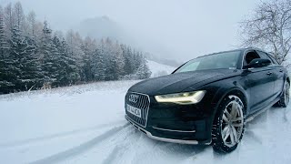 Audi A6 allroad 30 BiTDI 320 hp quattro Driving in the Snow  4K [upl. by Accisej]