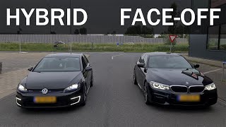 Golf GTE Stage 1 285 HP vs BMW 530e Stage 1 360 HP  0100 kmh  100200 kmh [upl. by Nylyoj]