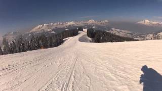 Descente piste Combe Allais en mini ski Megève Rochebrune [upl. by Tilly39]